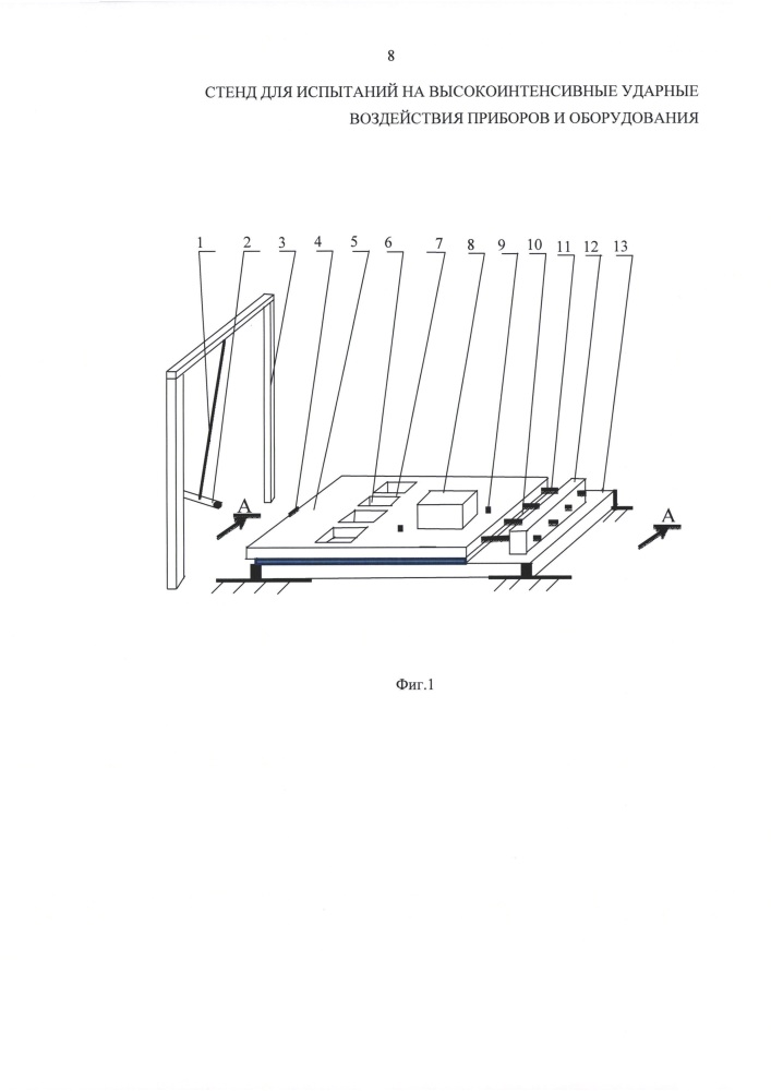 Стенд для испытаний на высокоинтенсивные ударные воздействия приборов и оборудования (патент 2628450)