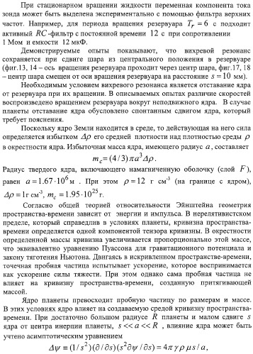 Способ демонстрации двух мод вихревого резонанса при вращении жидкости вокруг заторможенного ядра и способ сравнения размеров вихрей (патент 2323482)