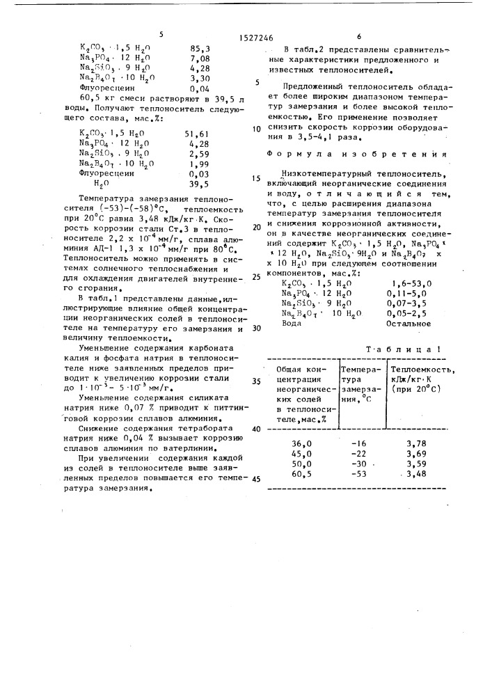 Низкотемпературный теплоноситель (патент 1527246)