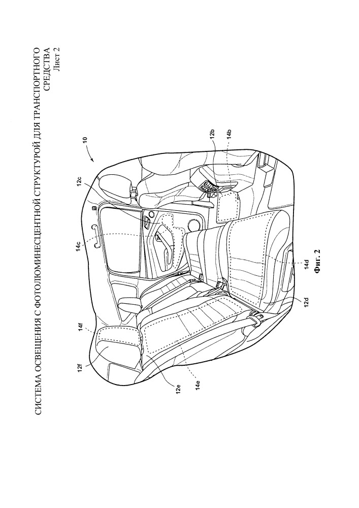 Система освещения с фотолюминесцентной структурой для транспортного средства (патент 2660108)