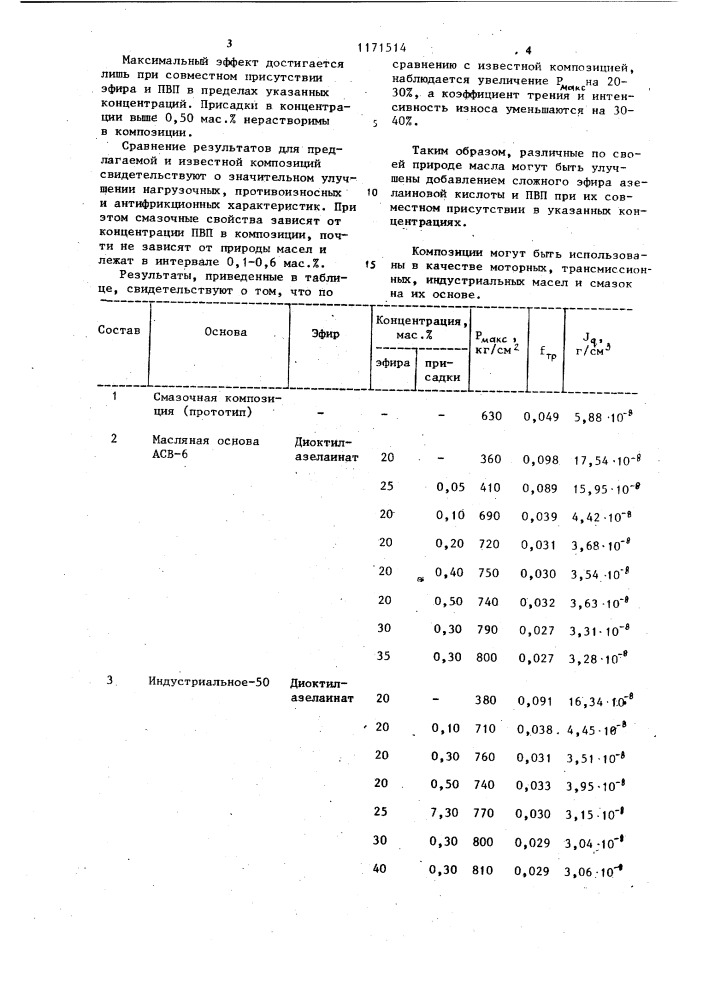 Смазочная композиция (патент 1171514)