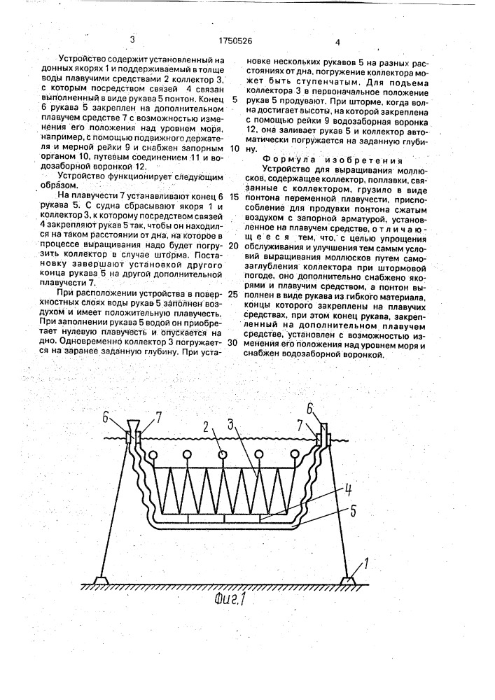 Устройство для выращивания моллюсков (патент 1750526)