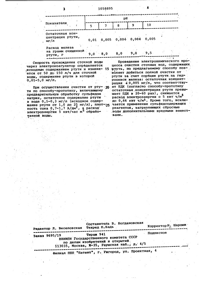 Способ очистки сточных вод от ртути (патент 1058895)