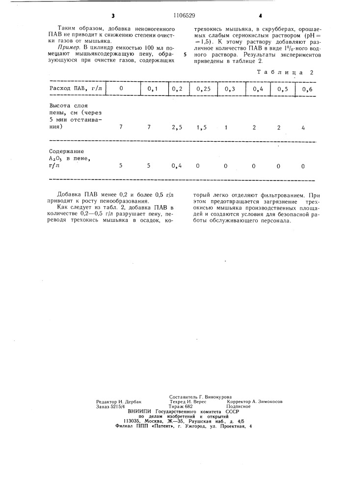 Способ очистки мышьяксодержащих газов (патент 1106529)