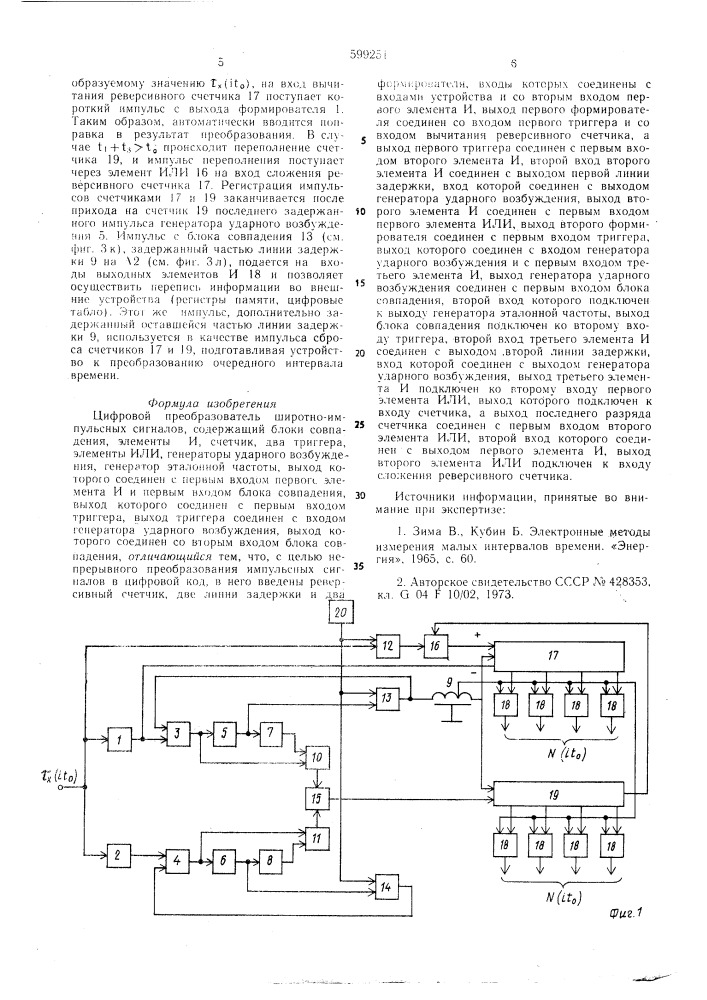 Цифровой преобразователь широтноимпульсных сигналов (патент 599251)