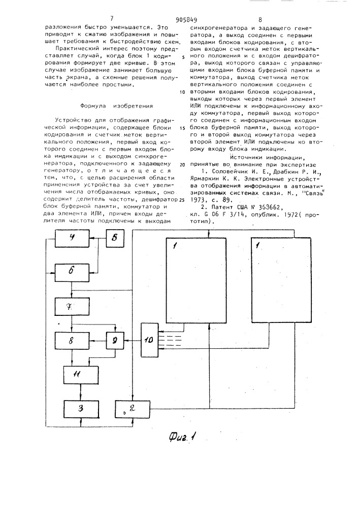 Устройство для отображения графической информации (патент 905849)