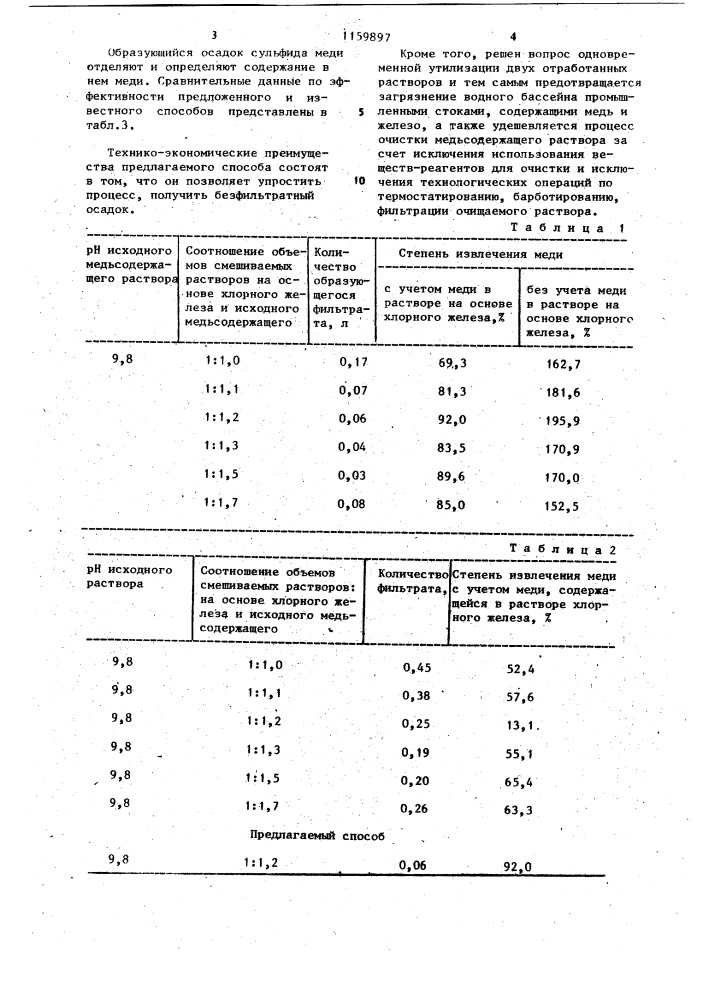 Способ извлечения меди из растворов (патент 1159897)