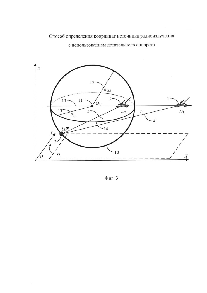 Способ определения координат источника радиоизлучения с использованием летательного аппарата (патент 2644580)