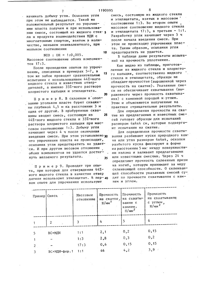 Способ уплотнения и герметизации геологических каменных горных и земляных образований и угольных отложений (патент 1190995)