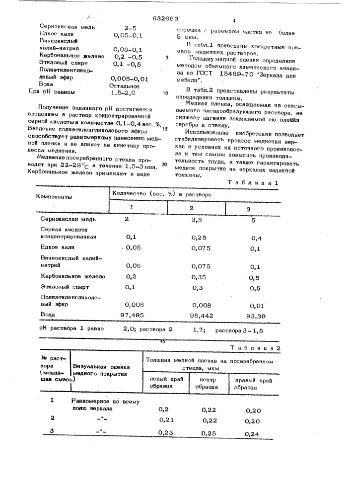 Раствор для химического меднения (патент 632663)