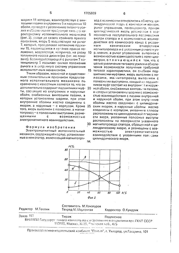 Электромагнитный исполнительный механизм (патент 1705889)