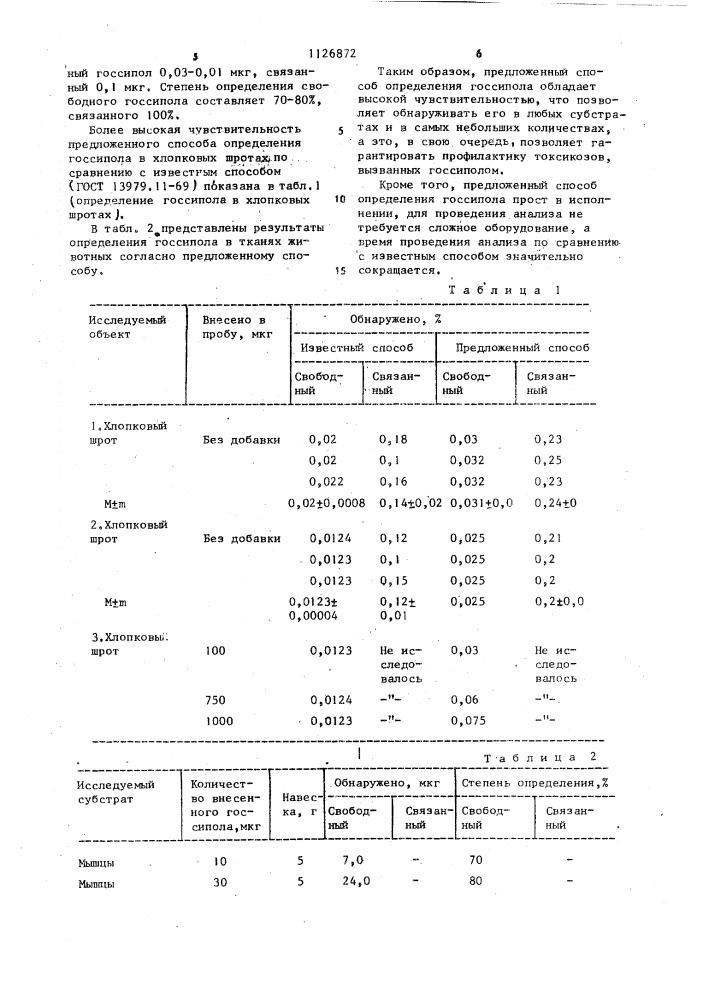 Способ определения госсипола в биологических материалах (патент 1126872)