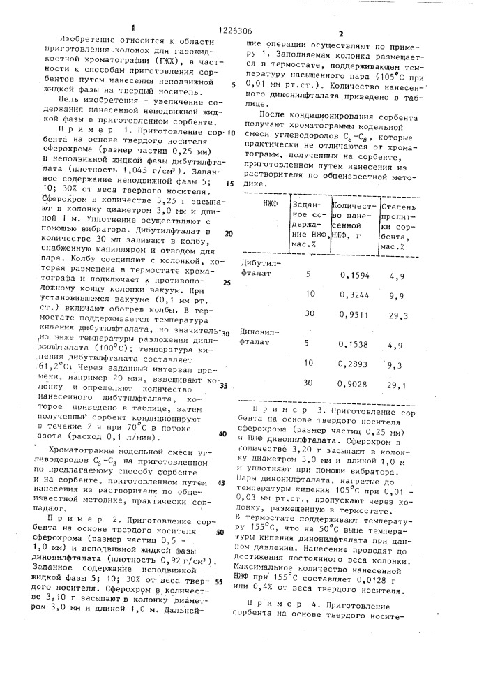 Способ приготовления сорбента для газожидкостной хроматографии (патент 1226306)