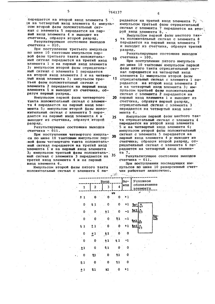 Реверсивный счетчик импульсов (патент 764137)