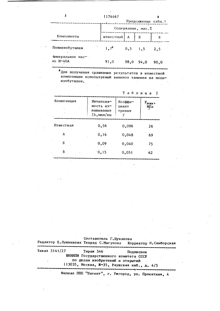 Смазочная композиция (патент 1174467)