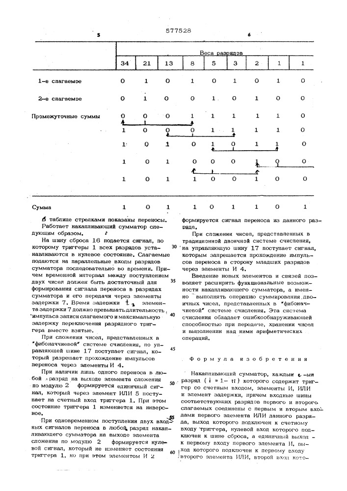 Накапливающий сумматор (патент 577528)