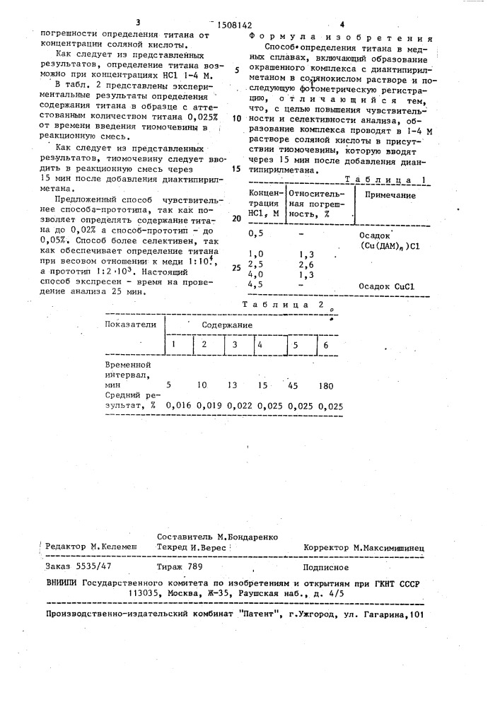 Способ определения титана в медных сплавах (патент 1508142)