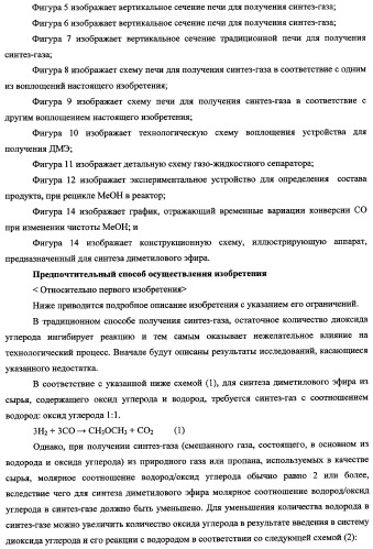 Способ получения синтетического газа (синтез-газа), способ получения диметилового эфира с использованием синтез-газа (варианты) и печь для получения синтез-газа (варианты) (патент 2337874)