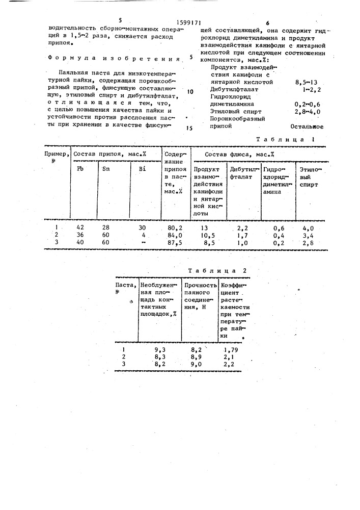 Паяльная паста для низкотемпературной пайки (патент 1599171)