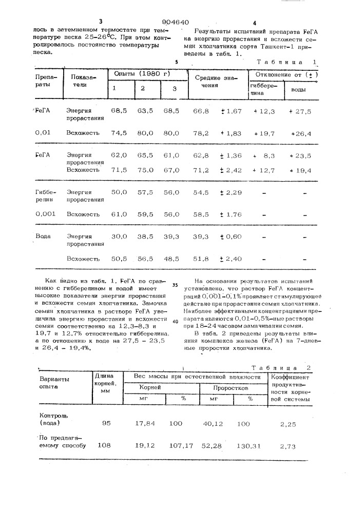 Способ стимулирования прорастания семян хлопчатника (патент 904640)