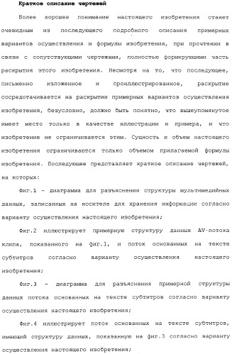 Носитель для хранения информации, записывающий поток основанных на тексте субтитров, устройство и способ, его воспроизводящие (патент 2324988)