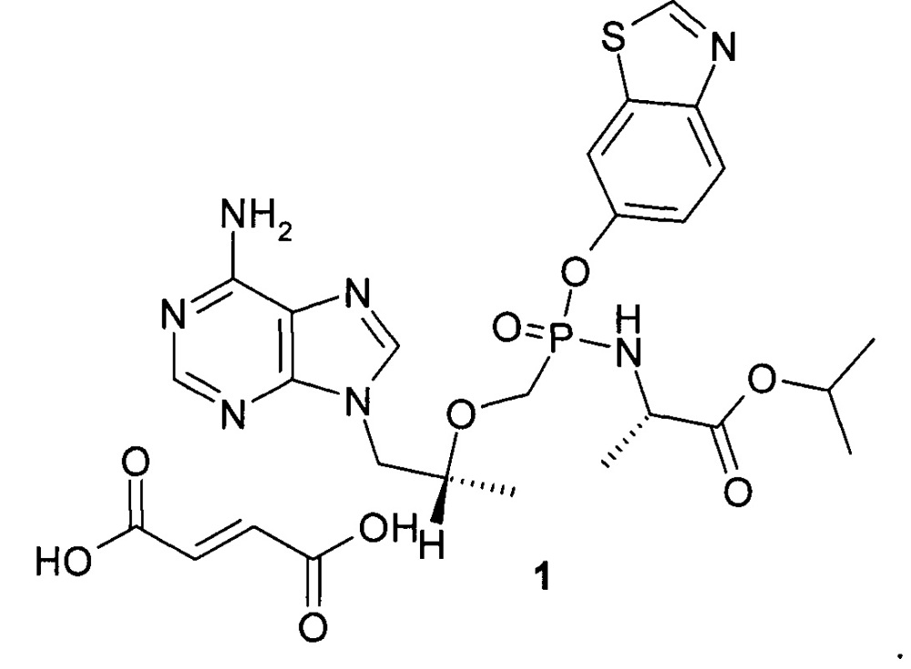 Изопропил n-[{ [(1r)-2-(6-амино-9h-пурин-9-ил)-1-метилэтокси]метил} (1,3-бензотиазол-6-ил-окси)фосфорил]-l-аланинат фумарат в качестве противовирусного препарата - пролекарства тенофовира (патент 2665037)