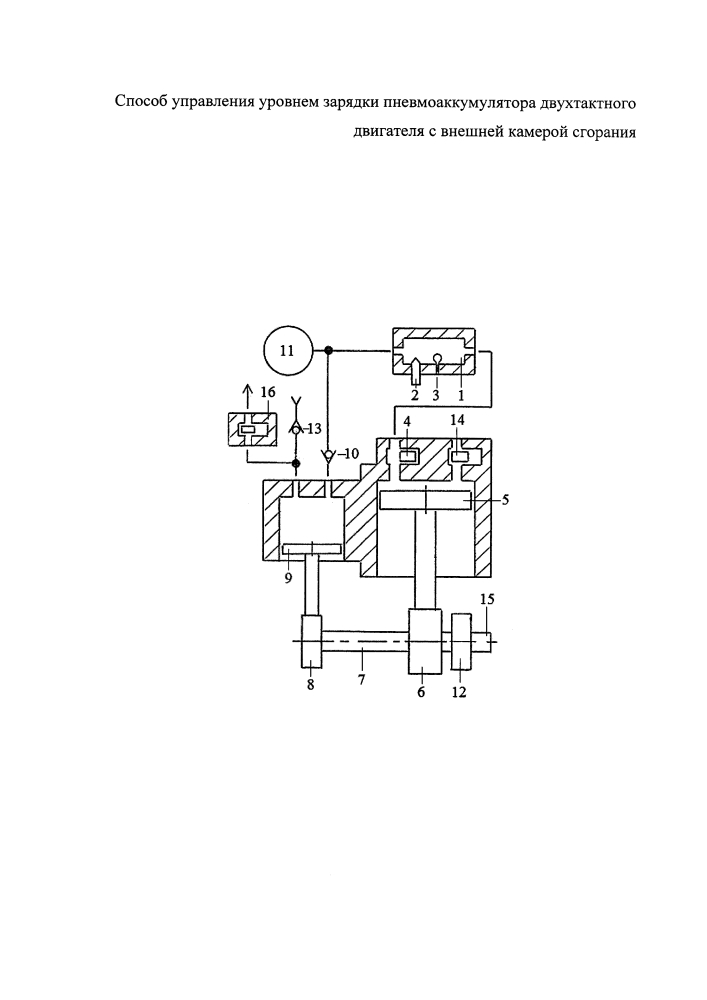 Способ управления уровнем зарядки пневмоаккумулятора двухтактного двигателя с внешней камерой сгорания (патент 2641998)