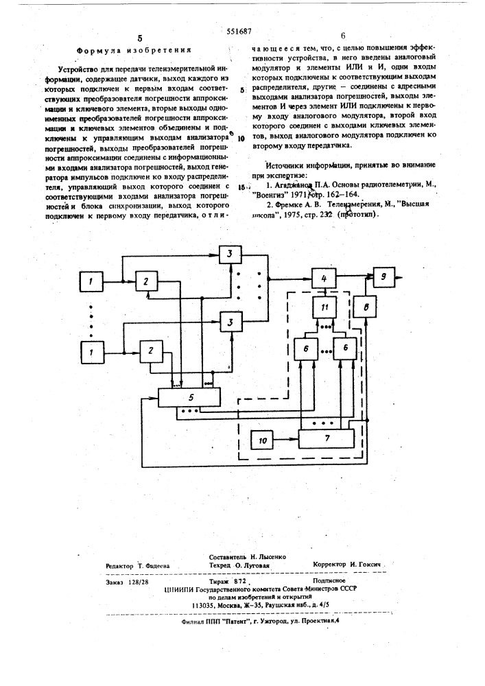 Устройство для передачи телеизмерительной информации (патент 551687)