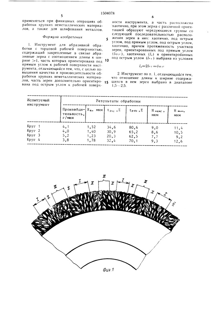 Инструмент для абразивной обработки (патент 1504078)