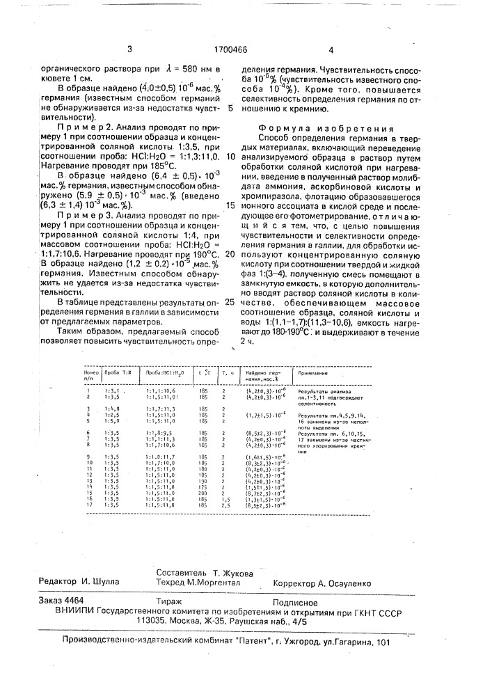 Способ определения германия в твердых материалах (патент 1700466)