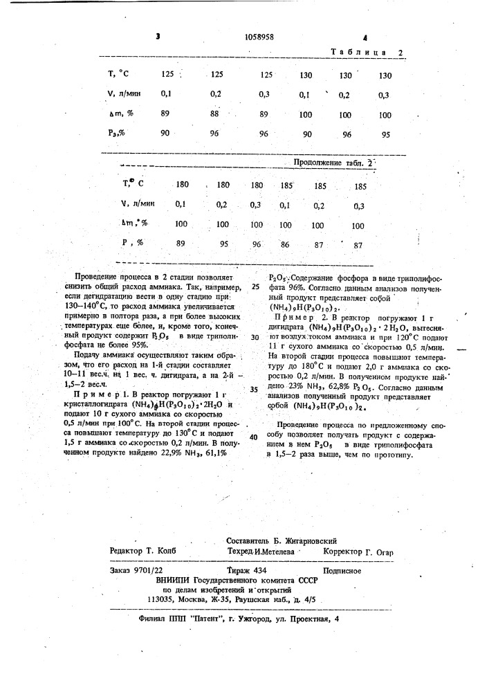 Способ получения безводного протонированного триполифосфата аммония (патент 1058958)