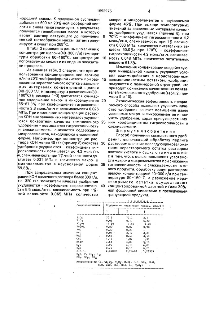 Способ получения комплексного удобрения (патент 1692975)