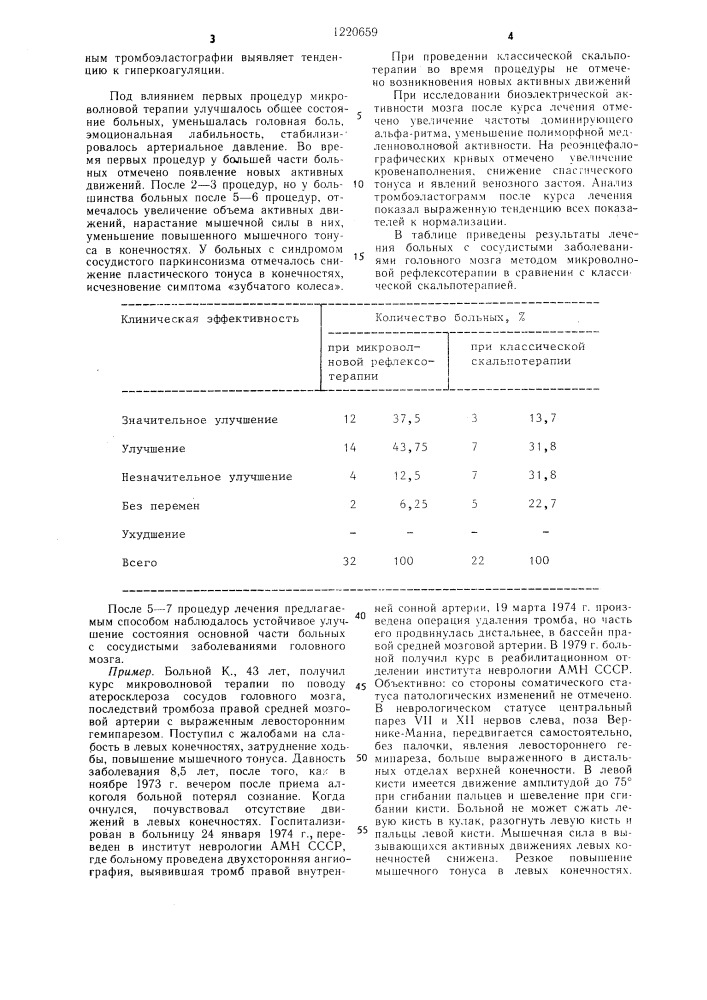 Способ лечения больных со спастическими гемипарезами после мозгового инсульта (патент 1220659)