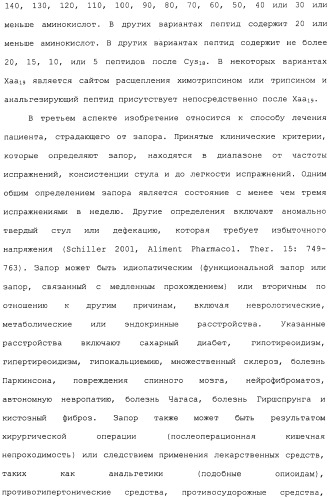 Полипептид для увеличения активности рецептора гуанилатциклазы, фармацевтическая композиция, способ лечения желудочно-кишечного расстройства у пациента, способ повышения активности рецептора гуанилатциклазы у пациента, способ лечения висцеральной боли, способ получения полипептида (варианты), изолированная молекула нуклеиновой кислоты, бактериальный вектор экспрессии и изолированная бактериальная клетка (патент 2433133)