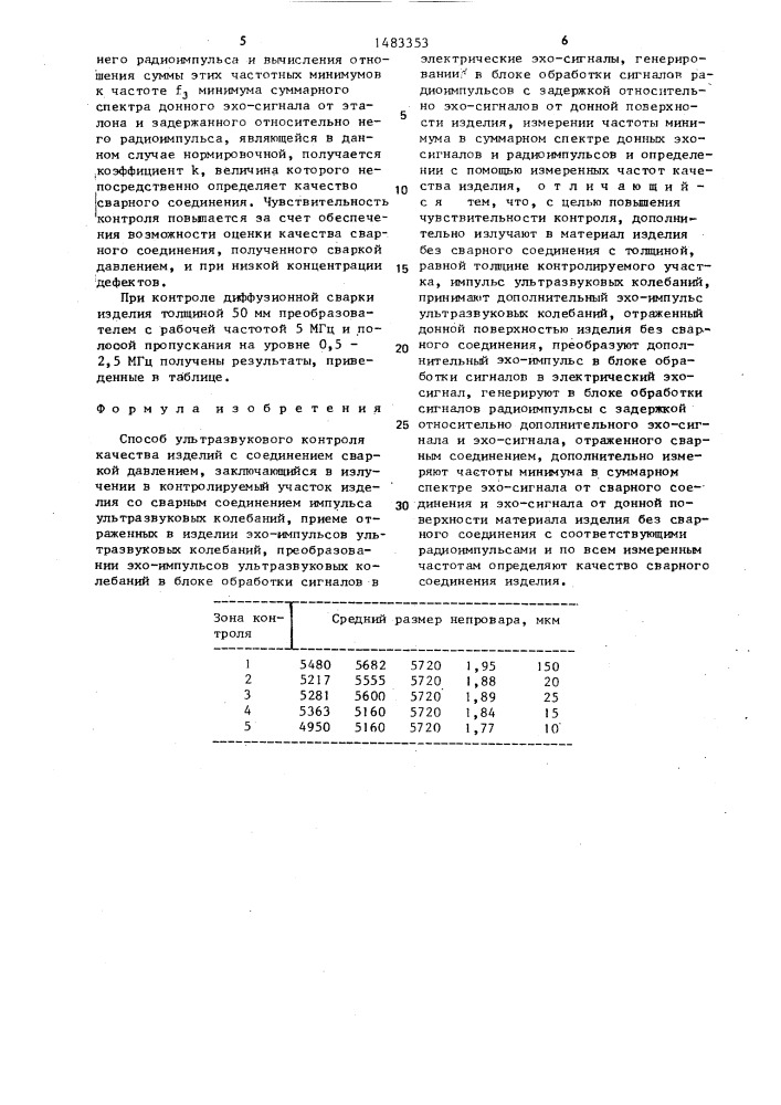 Способ ультразвукового контроля качества изделий с соединением сваркой давлением (патент 1483353)