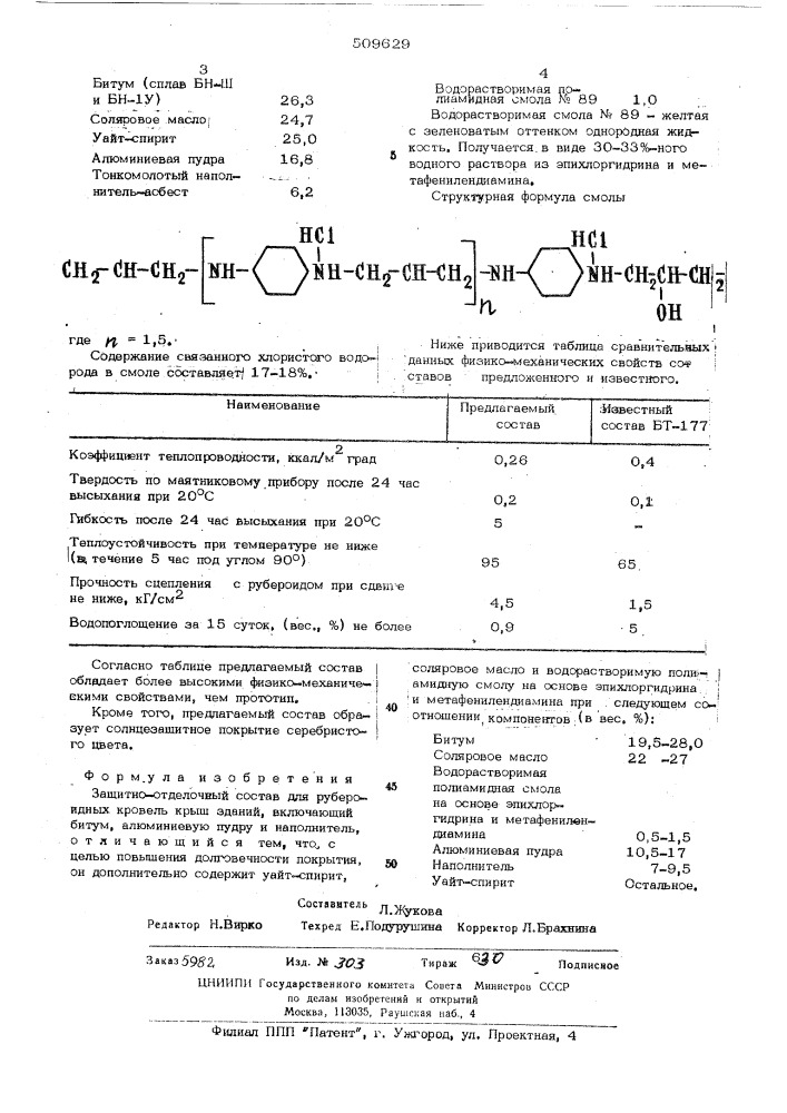 Защитно-отделочный состав (патент 509629)