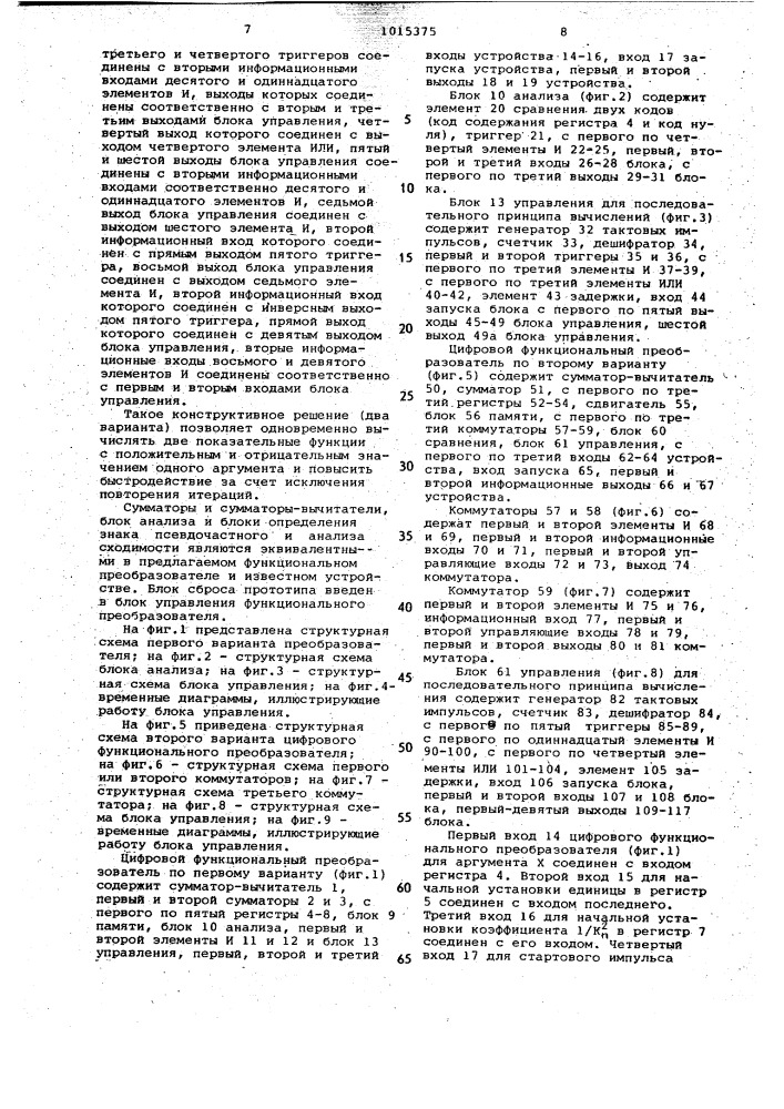 Цифровой функциональный преобразователь (варианты) (патент 1015375)