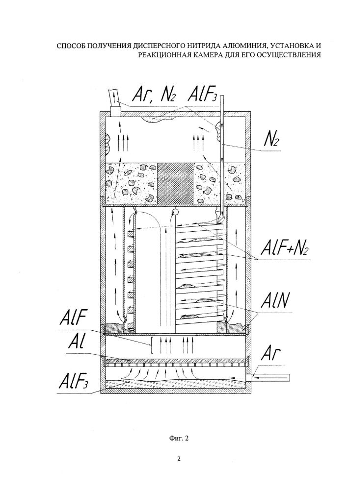 Способ получения дисперсного нитрида алюминия, установка и реакционная камера для его осуществления (патент 2638975)
