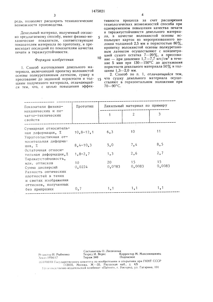 Способ изготовления декельного материала (патент 1475821)