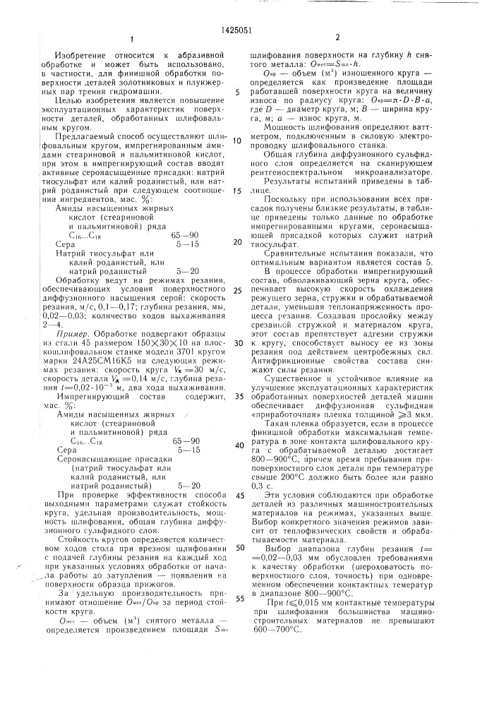 Способ финишной обработки поверхностей деталей машины (патент 1425051)