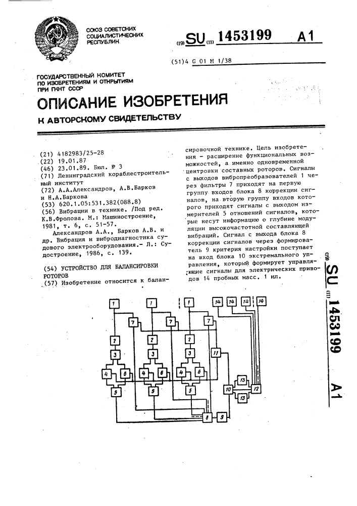 Устройство для балансировки роторов (патент 1453199)