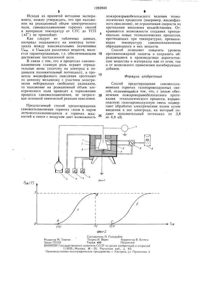 Способ предотвращения самовоспламенения горючих газопаровоздушных смесей (патент 1282849)