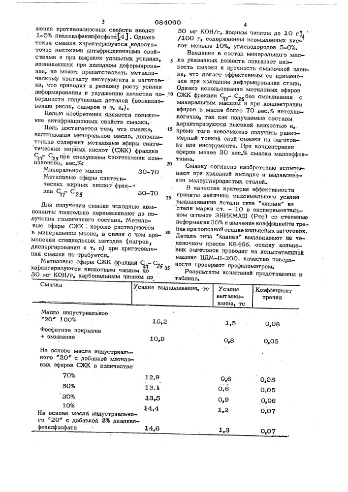 Смазка для холодной обработки металлов давлением (патент 684060)