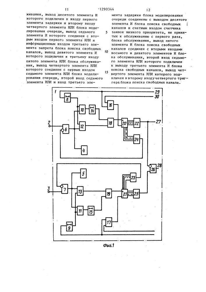 Устройство для моделирования систем массового обслуживания (патент 1290344)