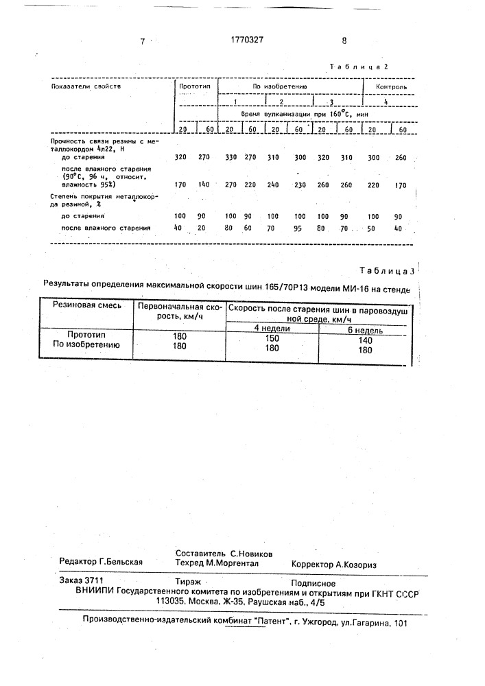 Резиновая смесь для крепления к латунированному металлокорду (патент 1770327)