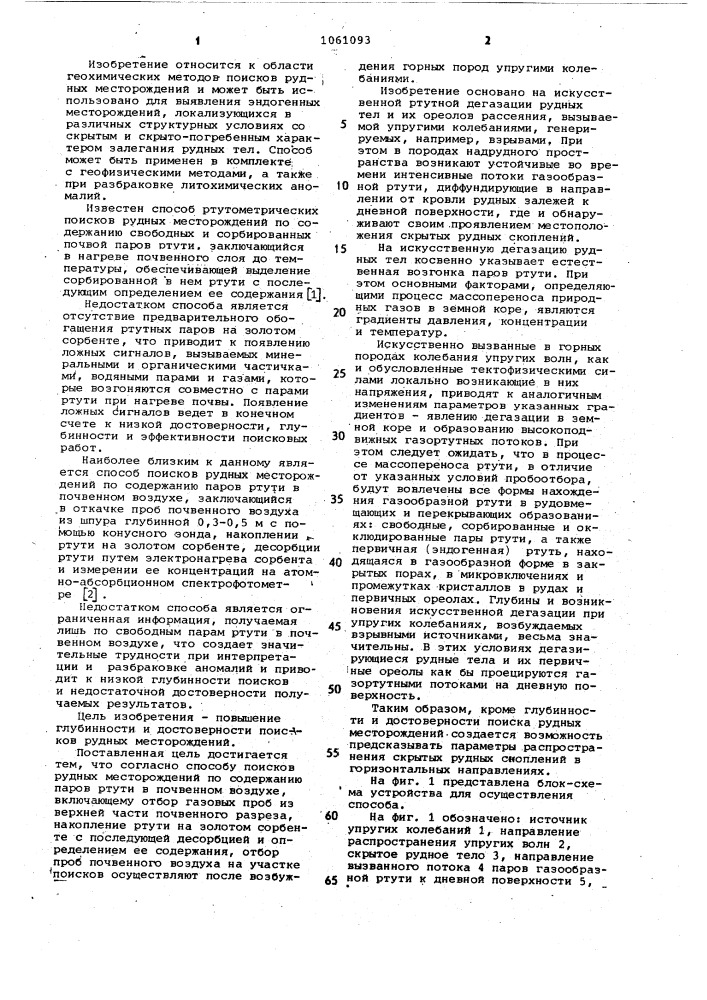 Способ поисков рудных месторождений по искусственно вызванной ртутной дегазации (патент 1061093)