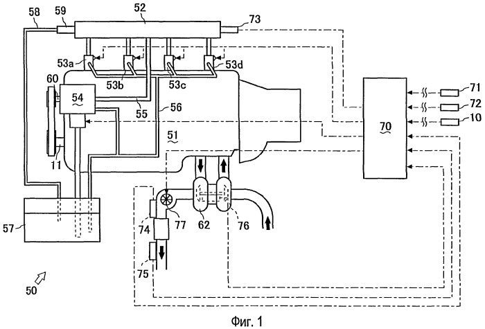 Двигатель, имеющий устройство для определения цетанового числа (варианты) (патент 2405957)