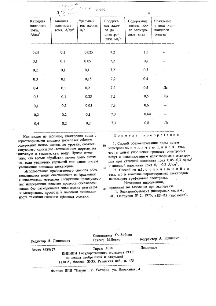 Способ обезжелезивания воды (патент 709551)