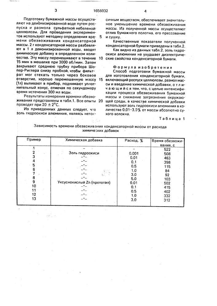 Способ подготовки бумажной массы для изготовления конденсаторной бумаги (патент 1656032)