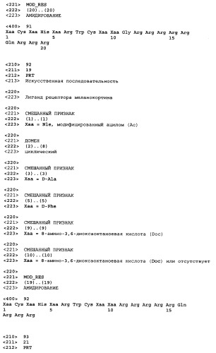 Лиганды рецепторов меланокортинов (патент 2401841)